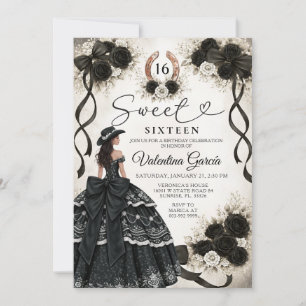 Westliche schwarze Rosen Prinzessin Sweet 16 Gebur Einladung