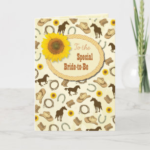 Westliche & Sonnenblumen-Hochzeitsdusche Beste Wün Karte