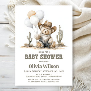 Westliche Teddybär-Baby-Shower-Einladung Einladung