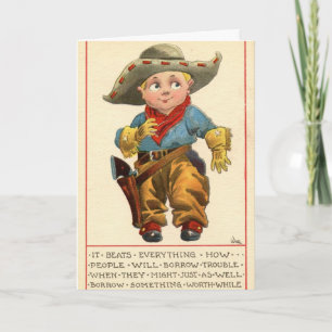 Westliche Vintage 1912 Lil' Cowboy Grußkarte Karte
