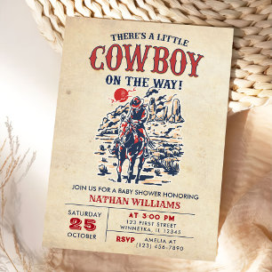 Westliche Vintage-Wüsten-Cowboy-Baby-Party Einladung