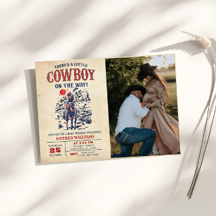 Westliche Vintage-Wüsten-Cowboy-Baby-Shower-Foto Einladung