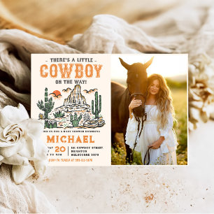Westliche Vintage-Wüsten-Cowboy-Baby-Shower-Foto Einladung