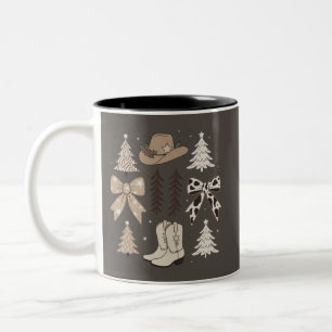 Westliche Weihnachts-Cowboy-Country-Rodeo-Ästhetik Zweifarbige Tasse
