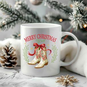 Westliche Weihnachts-Cowboystiefel Kaffeetasse