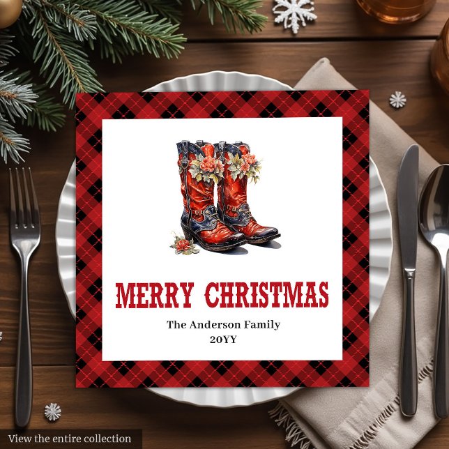 Westliche Weihnachtsservietten rot-schwarz rustika Serviette (Western Christmas napkins red black rustic charm

)