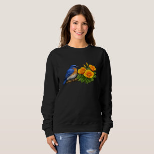 Westlicher Blauvogel mit Kalifornischem Klatschmoh Sweatshirt