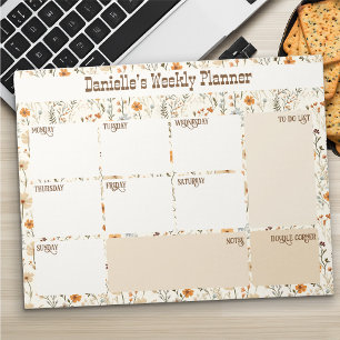Westlicher Boho-Blumen-Kunden-Wochenplaner Notizblock