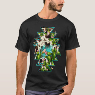 Westlicher Boho-Land-Cowhide-Türkis-Kaktus T-Shirt