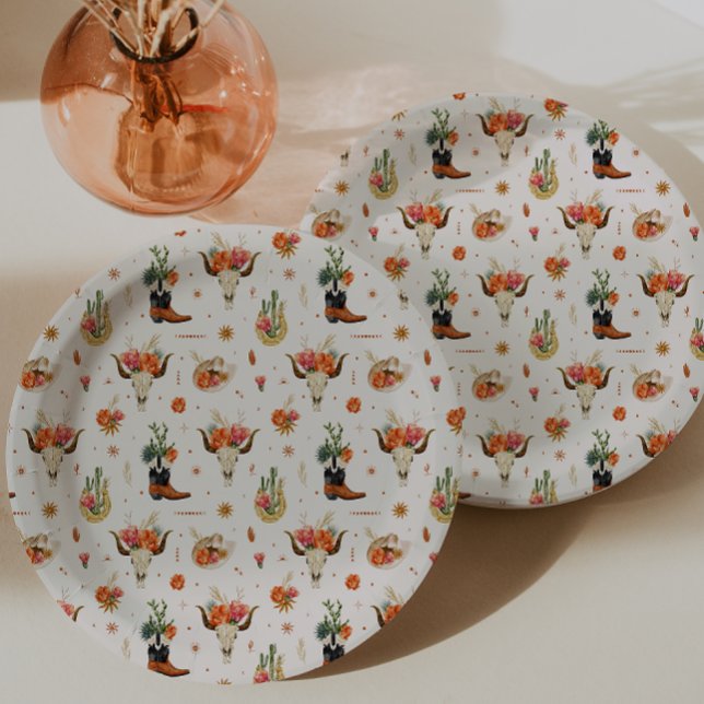 Westlicher Boho-Stil Pappteller (Western Theme Boho Paper Plates by Painted Paperie
)