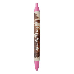 Westlicher brauner Creme-Rindsleder-Cowgirl-Cowboy Kugelschreiber