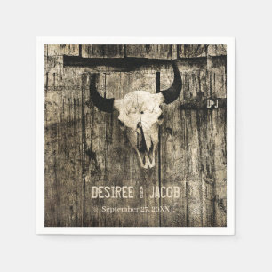 Westlicher Bullenschädel im Vintage-Sepia-Stil für Serviette