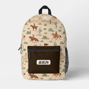 Westlicher Cowboy-Kinder-Rucksack personalisiert Bedruckter Rucksack