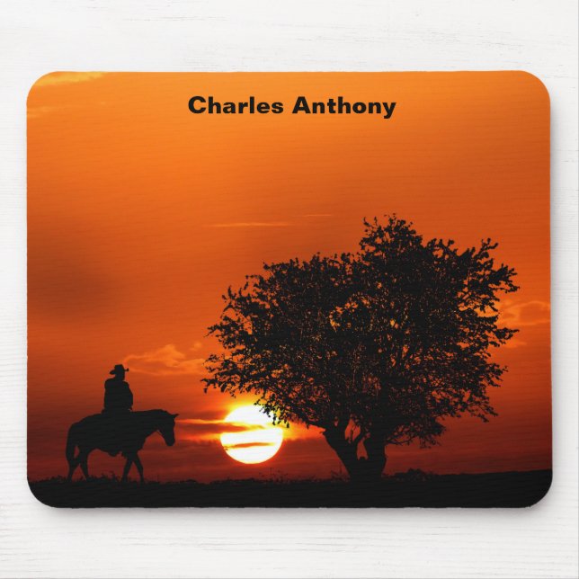 Westlicher Cowboy-Sonnenuntergang  Mousepad (Vorne)