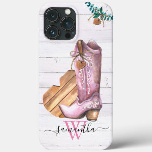 Westlicher Cowboy-Stiefel Monogramm Boho Holz  Case-Mate iPhone Hülle