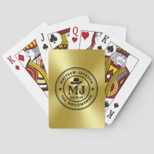 Westlicher Cowboy Vintage Gold Monogramm Trauzeuge Spielkarten