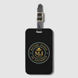 Westlicher Cowboy Vintage Monogram Trauzeuge Braut Gepäckanhänger