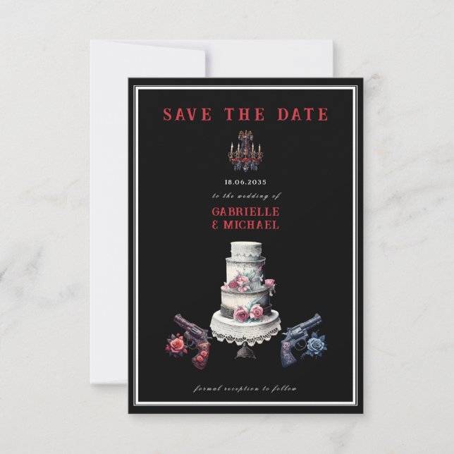 Westlicher Goth-Noir-Alternativer Save-The-Date-Te Save The Date (Vorderseite)
