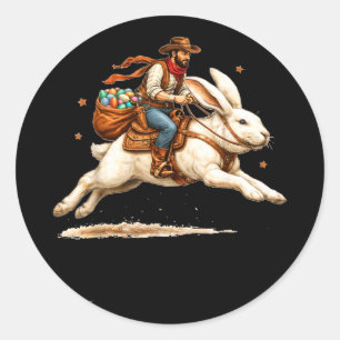 Westlicher Howdy Ostertag Cowboy reitet Ostern Runder Aufkleber