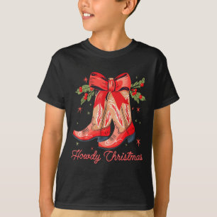 Westlicher Howdy Weihnachts Cowgirl Stiefel Kokett T-Shirt