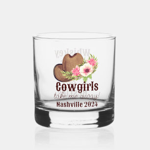 Westlicher Junggesellinnenabschied Rosa Floral Cow Whiskyglas