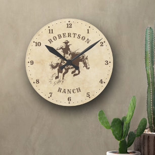 Westlicher Rodeo-Cowboy-Country-Personalisiert Runde Wanduhr