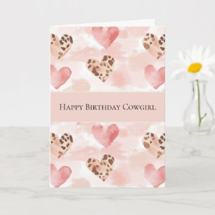 Westlicher rosa Creme-Cowgirl-Herzen Geburtstag Karte