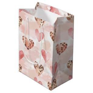 Westlicher rosa Creme Cowgirl Herzen Geburtstag Mittlere Geschenktüte