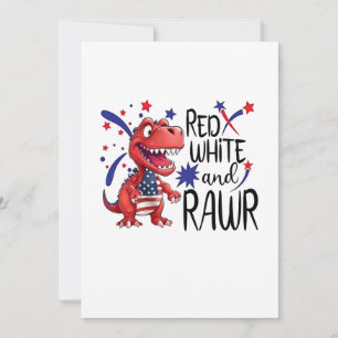 Westlicher Roter Weißer Rawr Dinosaurier  Einladung