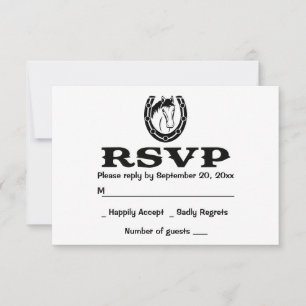 Westlicher RSVP Hochzeit Pferd Land Hufeisen Einladung