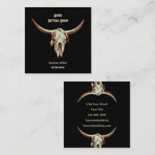 Westlicher Rustikaler Schwarzer Tattoo-Shop Stiers Quadratische Visitenkarte