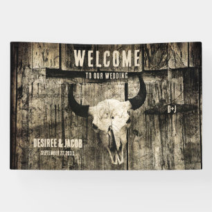 Westlicher Stier Schädel Vintage Sepia Rustikaler Banner