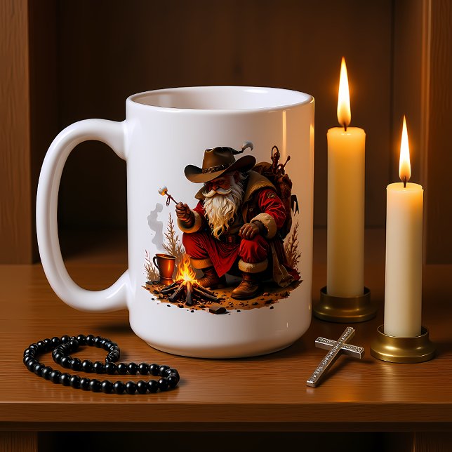 Westlicher Weihnachtsmann am Lagerfeuer Kaffeetasse (Von Creator hochgeladen)