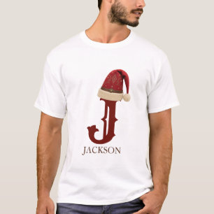 Westlicher Weihnachtsmannhut Monogramm Name Weihna T-Shirt
