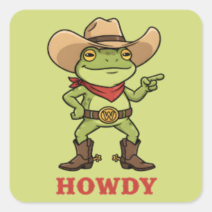 Westlicher Yeehaw-Frosch Howdy-Frosch Lustiger Cow Quadratischer Aufkleber