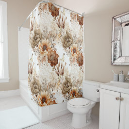 Westliches Braun Creme Südwest-Blumenmuster Duschvorhang
