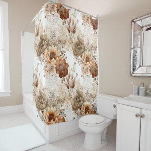 Westliches Braun Creme Südwest-Blumenmuster Duschvorhang