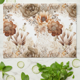 Westliches Braun Creme Südwest Floral Geschirrtuch