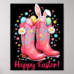 Westliches Frohe Ostern Kuhgirl Stiefel Hase Bauer Poster