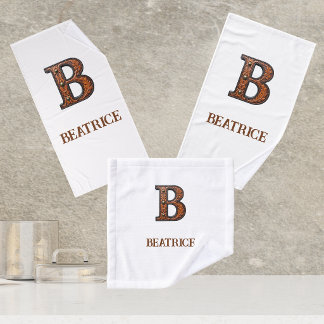 Westliches geprägtes Lederinitial-Monogramm B Badhandtuch Set