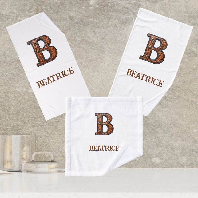 Westliches geprägtes Lederinitial-Monogramm B Badhandtuch Set (Von Creator hochgeladen)