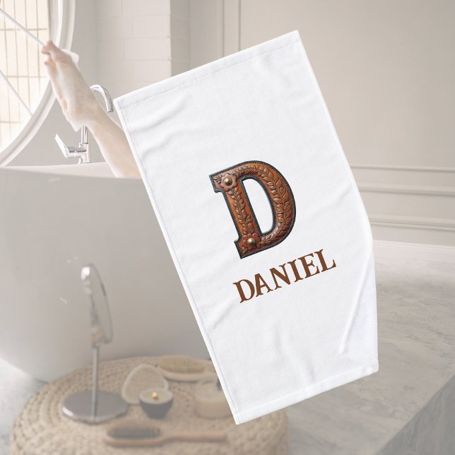 Westliches geprägtes Lederinitial-Monogramm D Badehandtuch (Von Creator hochgeladen)