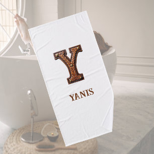Westliches geprägtes Lederinitial-Monogramm Y Badehandtuch