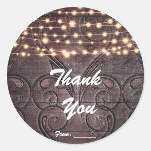 Westliches Herz, geschnitzt in Holz & Lichter begü Runder Aufkleber