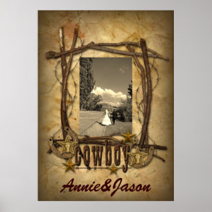 westliches Land Cowboy-Hochzeitsfoto Poster