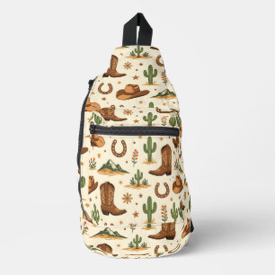 Westliches Landesthema mit Kaktus Crossbody Bag
