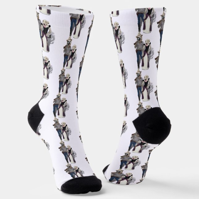 Westliches Paar Cowboy Hund Socken (Gewinkelt)