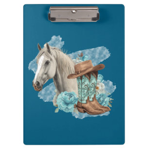 Westliches Pferd Clipboard - Navy Klemmbrett