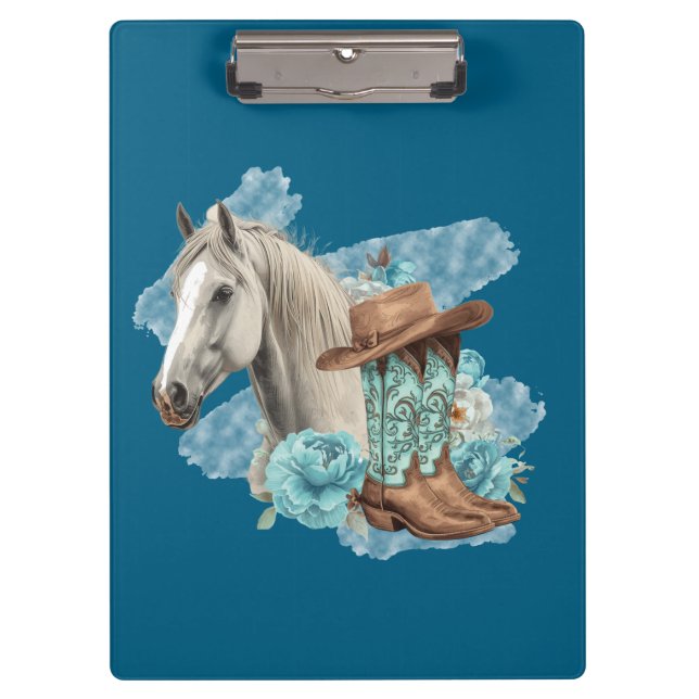 Westliches Pferd Clipboard - Navy Klemmbrett (Vorderseite)