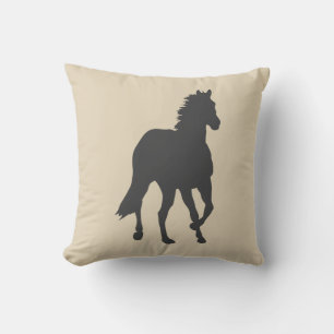 Westliches Pferd Reitpony Cowboy Braun Beige Kissen